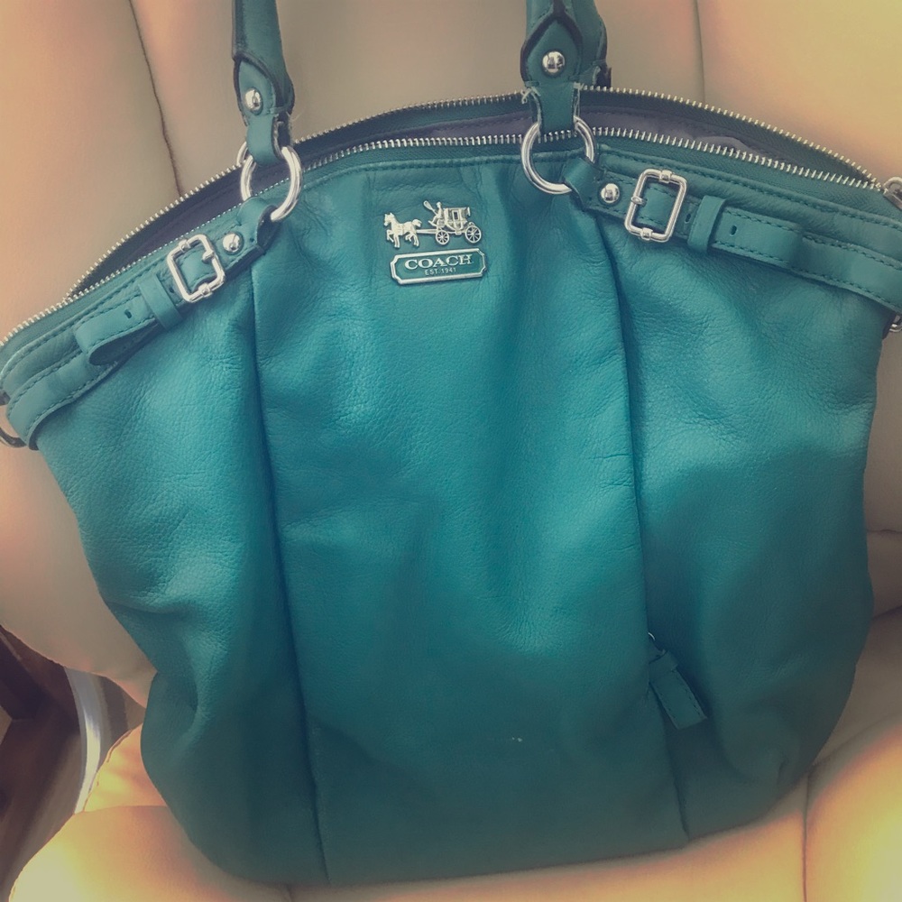 Coach leather emerald green